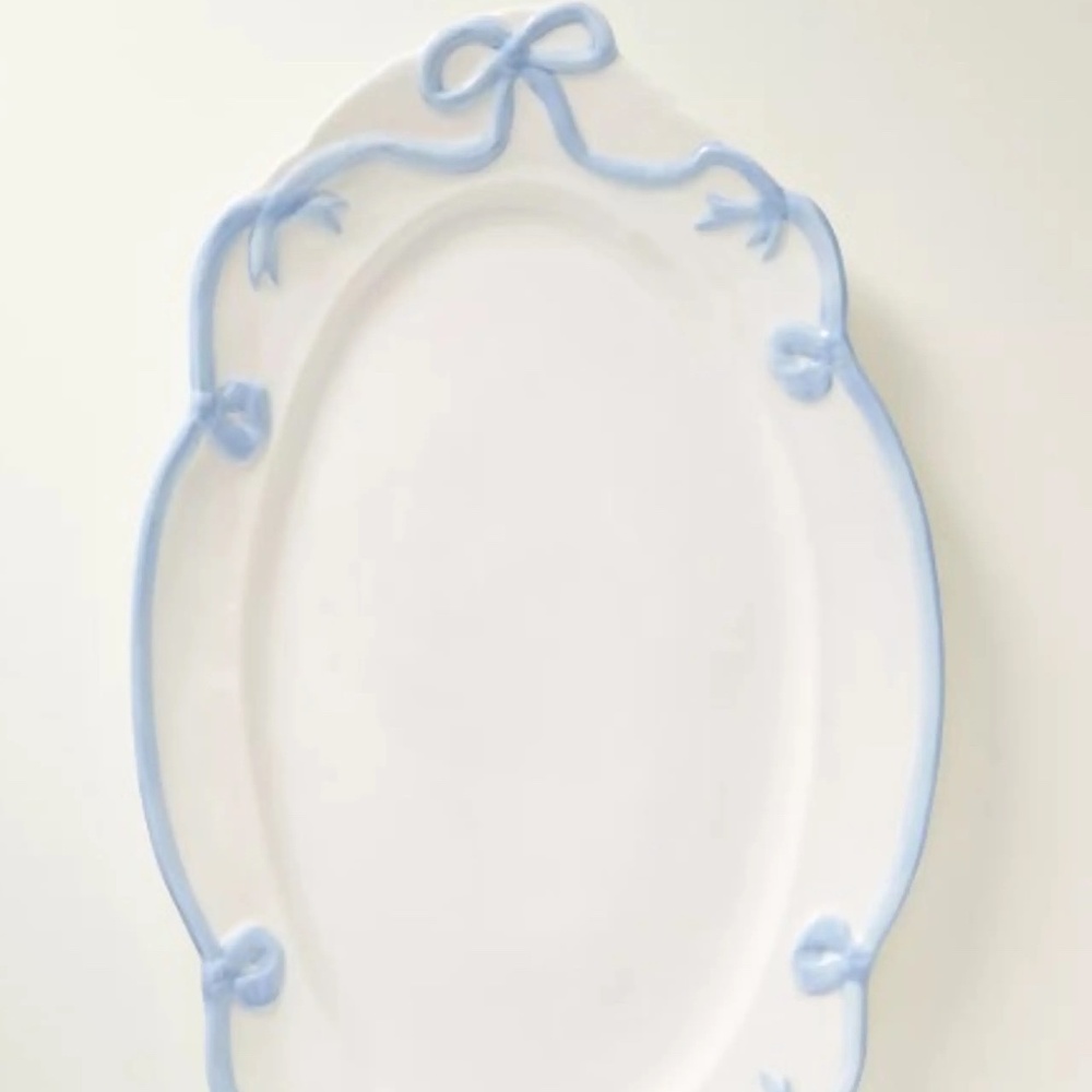 Anthropologie Benedita Bow Ceramic Platter BLUE RIBBON BRAND NEW